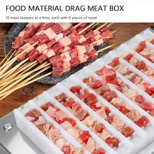 10 Holes Stainless Steel Meat Skewer Machine, BBQ Grill Shish Kebab Maker, with 100 Sticks, Extended Handle, Dual Pressure Bearings, for Commercial Restaurants Outdoor Picnic