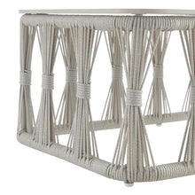 Armen Living Breeze Cream Powder Coated Metal Rectangle Outdoor Coffee Table with Sintered Stone Table Top
