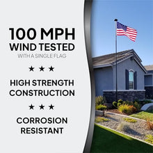 Service First 25FT Flagpole Kit Freedom Edition Black Telescoping for Outside House In Ground - Anti Tangle Swivel Ring Design - 100MPH Wind Tested with Single Flag