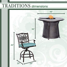 Hanover Traditions 5-Piece Outdoor Dining Set with Fire Pit and 4 Swivel Chairs Blue