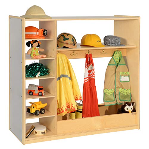 Wood Designs Baltic Birch Toddler Dress-Up Station with Mirror & Hooks