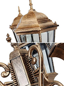 SDdPulse Vintage Three Heads European Retro Outdoor Waterproof Column Lamp Courtyard Street Light Floor Light LED Landscape High Pole Villa Garden Glass Lantern Pillar P,185cm