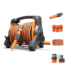 FENOKD Gardening Hose Reel Cart 20 Set,Garden Hose Set Including Hose Reel and 20-M Hose, Great Standing Security, Adapter, Spray Nozzle, Carrying Handle.Black-98ft Hose Reel Set