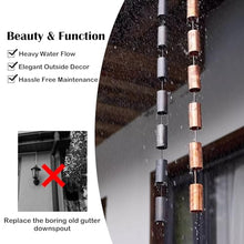 HCZKIUJ Copper Rain Gutter Chains for Eaves Drainage, Outside Rain Chimes Rainwater Collector, Garden Ornament Rain Chains Downspouts, 6 Cups/m (Black 5m (16.4ft))