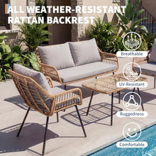 Garvee 4 Piece Patio Bistro Set, Outdoor Wicker Bistro Furniture Sets