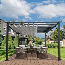 Paragon Outdoor 11’ x 16’ Florence Aluminum Pergola with Retractable Canopy Silver