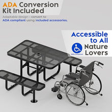 OUTTANS Commercial Metal Picnic Table (Black, 4' Rectangular, Punched)