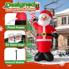 12FT Christmas Inflatable Outdoor Decoration, Santa Christmas Inflatable with Build-in LEDs for Xmas Party Outdoor Yard Garden Lawn Winter Decor