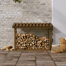 EliteBloom Firewood Rack Honey Brown 108X64.5X78 Cm Solid Wood Pine, Firewood Log Rack, Firewood Storage Rack Shelf, Ventilation Metal Log Store Holder for Outdoor Or Indoor Wood St