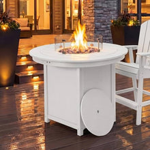 Costaelm 47" Modern Outdoor Patio Backyard Round Propane Counter Height Fire Pit Table (Rocks Not Included), White
