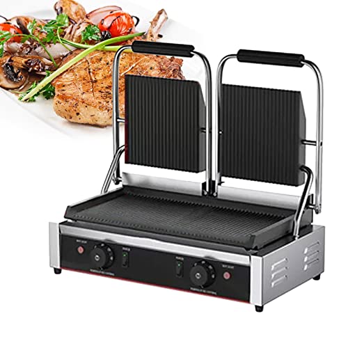 Electric Countertop Griddle Grill Stainless Steel Flat Griddle Hotplate Bbq Kitchen Grill Adjustable Temp Control Restaurant Grill for Camping Outdoor Tailgating Kitchen Home Barbecue,813