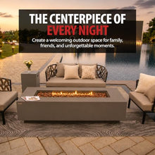 AMS 72" Rectangular Cast Concrete Propane Gas Fire Pit Table (Light Gray)