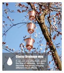 WKNHHL Rain Chain, Copper Tea Cup 5 Cups/M Adjustable Length Multiple Sizes,1.5 m (4.9ft)