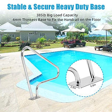 FinerFurnis Heavy-Duty 304 Stainless Steel Pool Handrail for Inground Pools, 48" x 36", 370LBS Capacity, Non-Slip Blue Grip, Rustproof Safety Rail with Full Mounting Kit