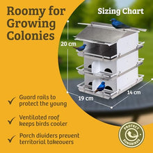 Birds Choice Premium Aluminum Purple Martin House – 12 Room, 3 Floor Birdhouse with Starling Resistant Entrance Holes, Ventilated Roof & Easy Cleaning, Unassembled