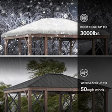 SummerCove Hardtop Gazebo 13ft x 15ft Black Steel Roof with Planters and Ceiling Hook