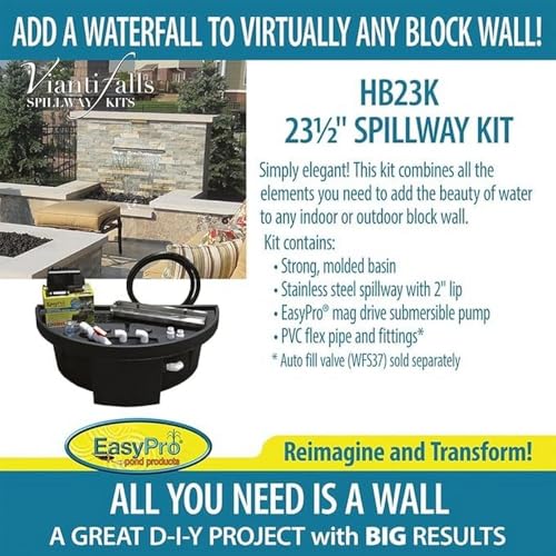 EasyPro Pond Products HB23K Vianti Falls 23 Inch Spillway Kit with White LED