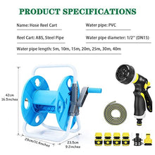 VIXARKO Hose Reel Cart Water Hose Cart for Outside Handheld Removable Hose Reel, Small and Portable Hose Cart, Household Water Pipe Storage Rack, Easy to Install (Blue Hose Cart+30m Pipe)