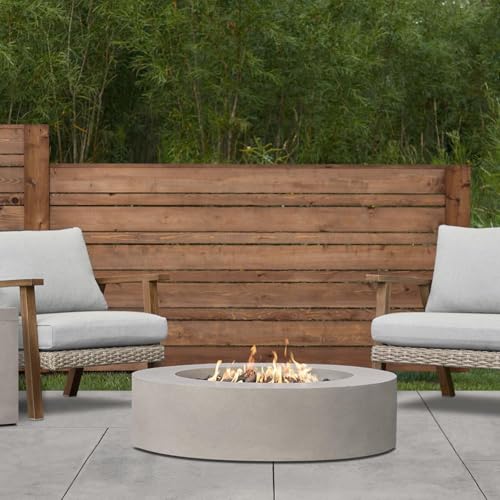 BBQGuys Signature La Valle 43-Inch Round Propane Fire Table - Flint - 1593LP-FLNT