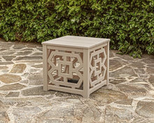 Martha Stewart by POLYWOOD Chinoiserie Outdoor Accent Table, Slate Grey 18"x18" Square with Latticework, Durable HDPE All-Weather Small Patio Furniture for Backyard, Deck, Garden, Made in The USA