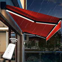 Patio Awning Retractable, Fully Assembled Motorized LED Light Awnings, Window Door Sunshade Shelter Waterproof, Large Canopy for Patio Deck Yard with UV Protection, Red,9.8X8.2ft