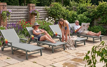 PLUUV Outdoor Pool Chaise Lounge Chairs Set of 4 with Cup Holder, Gray