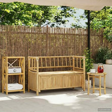 HKTMGDNG Bamboo Garden Storage Bench, 43 Inch Natural Patio Loveseat