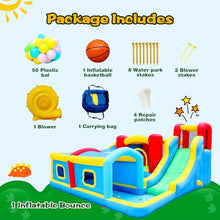 WELLFUNTIME Inflatable Bounce House with Slide, Wave Pool, Basketball Rim, Tunnel