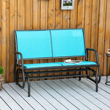 leoglint 2-Person Outdoor Chair Outdoor Glider Bench, Patio Double Swing Rocking Chair Loveseat w/Powder Coated Steel Frame for Backyard Garden Porch, Blue