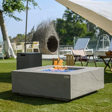 Capertee Concrete Fire Pit 40" x 40" Outdoor Patio Firepit Includes Fire Glass Modern Fire Pits & Outdoor Fireplaces for Garden, Deck, Indoor & Outdoor Heating