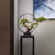 Artificial Bonsai Artificial Bonsai Tree New Chinese Style Green Simulation Welcome Pine Bonsai Tree Indoor Living Room Decor Artificial Bonsai Plant Metal Frame for Home Office
