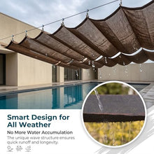 FENGZEQUAN Wave Shade Sail,Retractable, Slide Wire Wave Shade Sail, Sun Shade Sail UV Resistant Sun Protection Wave Canopy Cover,for Pergola, Porch, Terrace, with Mounting Kit(W1*L15m/W3.28*L49.21ft)