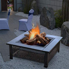 Fire Pits Outdoor Wood Burning 32in Outdoor Fire Pit Metal Square Firepit Wood Burning Backyard Patio Garden Beaches Camping Picnic Bonfire Stove with Cover BBQ Cooking for Outside Camping Backyar
