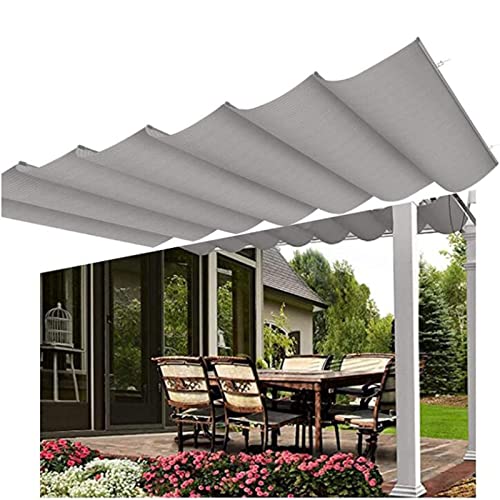 Extendable Shade Cover for Patio Pergola Sunscreen Breathable Awning Roof Wave Shade Sail 95% UV Resistant (Color : Gray Size : 1.2x8m) (Gray 0.8x8m)