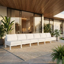 Outdoor Escape White Fabric Outdoor Patio Modular Sofa, Contemporary Style, 180-Inch Width, Lightweight and Comfortable, Ideal for Outdoor Living Spaces