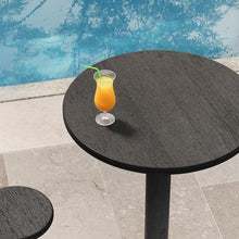Modway Neo 31 Inch Round Wood Indoor Outdoor Bar Table in Black - High Top Pedestal Bistro Table for Patio Or Kitchen