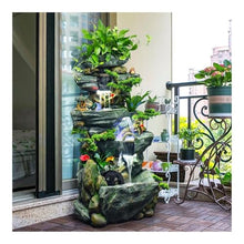 Outdoor Water Fountain Large Floor Standing Water Fountain with Decoration with Feng Shui Wheel and Rockery for Living Room Office Garden(Large)