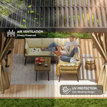 YITAHOME 10x13ft Louvered Aluminum Pergola with Adjustable Roof and Netting Brown