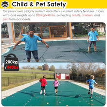 LZMZMQ Winter Pool Safety Cover Round 10 12 15 18 24 25 30 ft Custom, Wooden Deck/Concrete Floor Mounted Inground Pool Covers Kits, Green PP Woven Fabric(34.4ft/1050cm)