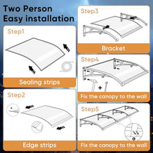 Awning for Door Entrance 118" x 39" Crystal Clear, Aluminum Bracket