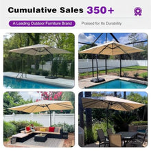 OROTLECT 9' Square Medium Cantilever Beige Umbrella with Base and 360-degree Rotation