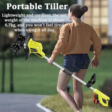 Vdniduir Cordless Tiller Cultivator,Lawn Cultivator,Portable Rotavator, Tilling Width 25cm, Working Depth 22cm, for Lawn, Vegetable
