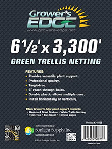 Grower's Edge Green Trellis Netting - Provides Versatile Plant Support, Durable, 6.5' x 3300'