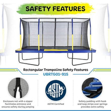 Upper Bounce Rectangle Trampoline with Enclosure Blue/Yellow