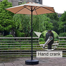 USZWBY 2m/6.6ft Small Patio Garden Parasol,Balcony Table Umbrella with Hand Crank,6 Ribs,Outdoor Sun Shade Umbrella Parasol for Backyard,Pool (Brown)