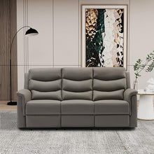 Eafurn Grey Faux Leather Double Recliner Loveseat Sofa with Console 78.74