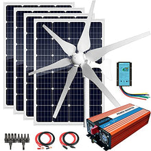 880W Solar & Wind Power Kits Home Off-Grid System for Charging 12V Battery：400W Wind Turbine Generator + 480W Rigid Mono Solar Panel + Hybrid Charge Controller+ 3000W 12V Inverter+Accessory