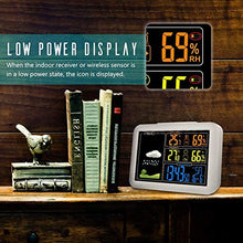 Wireless Weather Stations with Colorful LCD Screen, Digital Atomic Clock Weather Thermometer with Sensors, Accurate Temperature and Humidity Monitor Forecast Weather Station