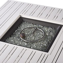Oakland Living Square 42 in. x 42 in. Aluminum Propane Fire Pit Table with Glass Beads, Two Covers, Lid, 57,000 BTUs in White Finish