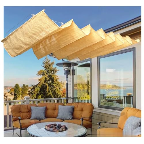 Retractable wave canopy pergola cover，retractable wave sun shade sail，outdoor u-shaped wave net，pergola shade cover retractable，For UV-resistant sun protection，185g/㎡(W1.5*L18m/W4.92*L59.05ft)